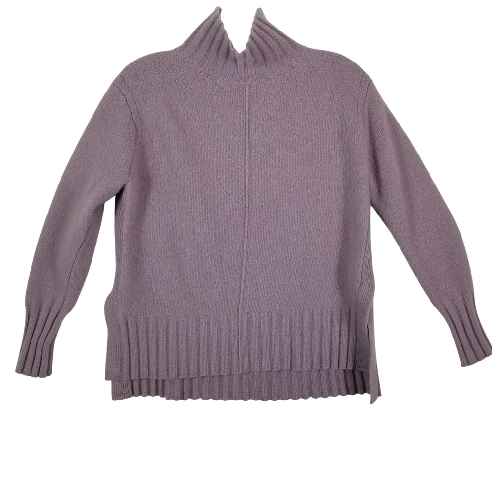 Reiss Womens XS Purple Wool Cashmere Blend Mock Neck High Low Seam Sweater